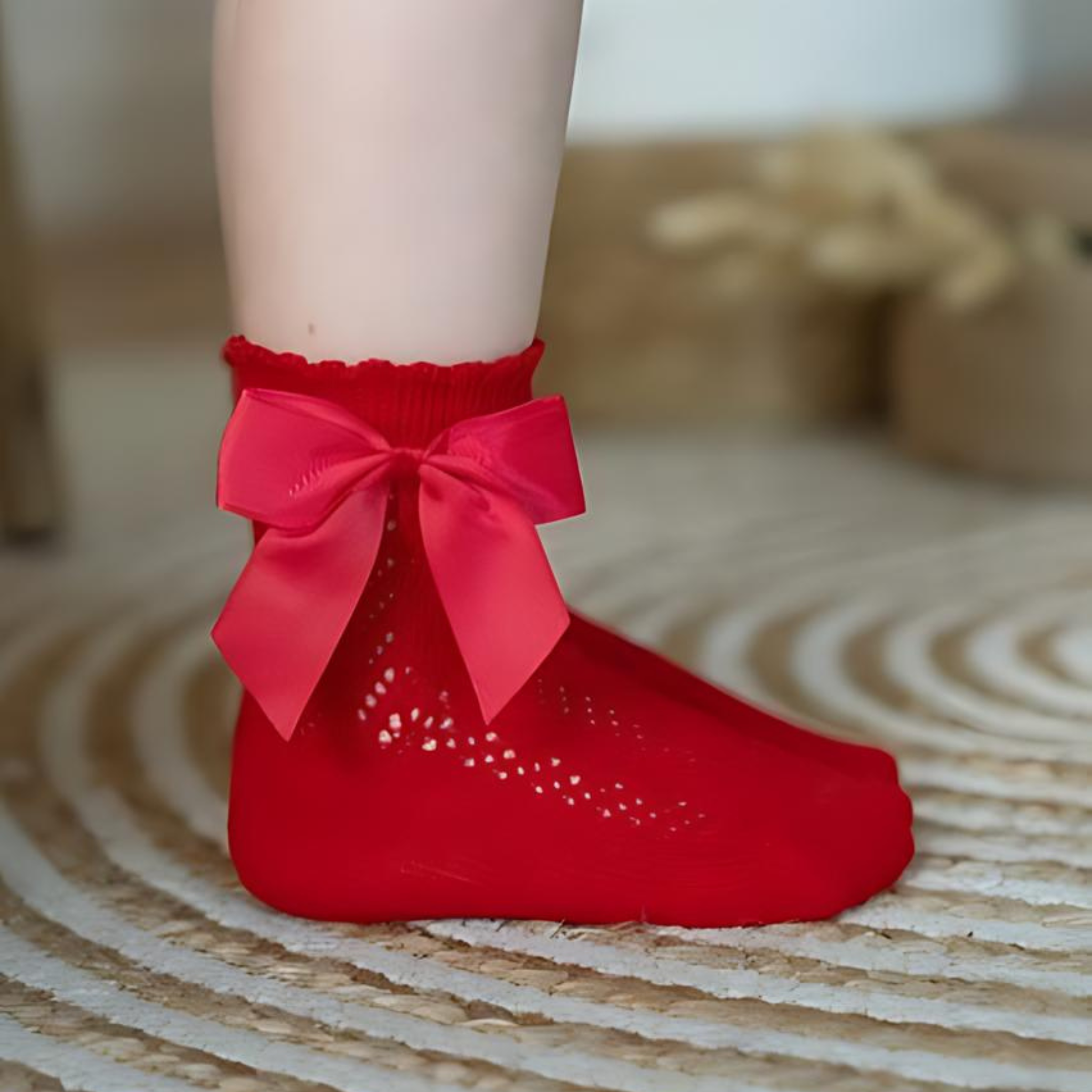 Red - Shiny Mary Jane & Bow Socks Combo